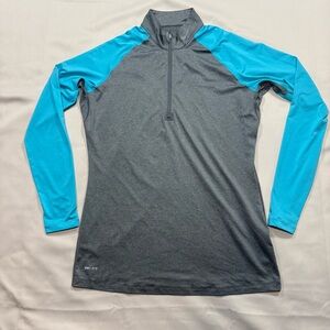 Nike Pro Dri-Fit Fitted Quarter Zip Pullover Gray Teal Women’s sz: XL